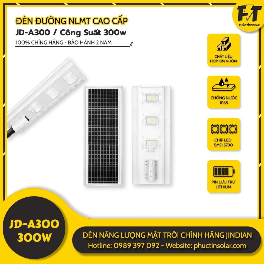 Đèn đường năng lượng mặt trời 300W JD-A300 
